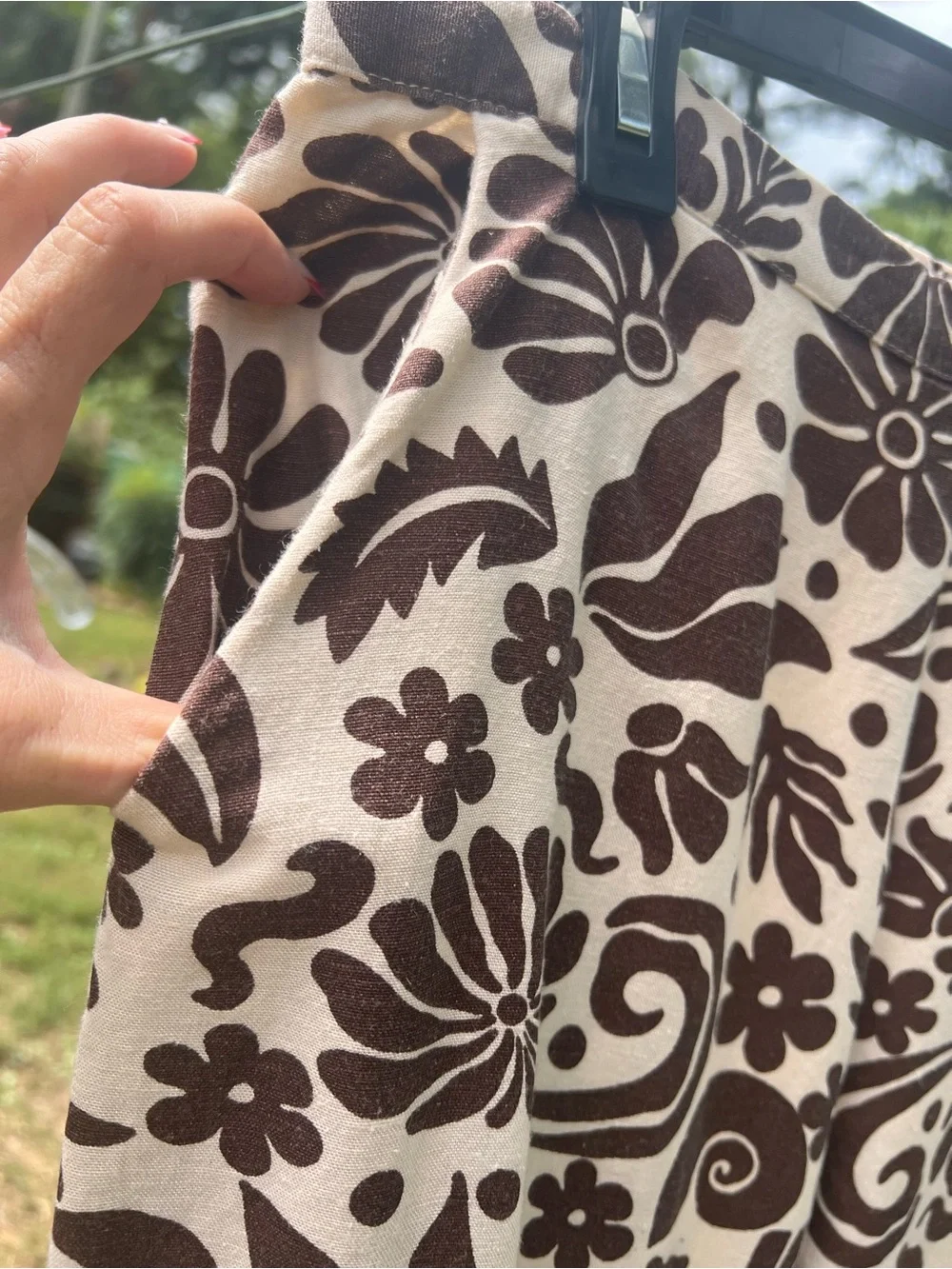Cream & Brown Floral Wide-Leg Pants — Women's Comfortable Summer Style